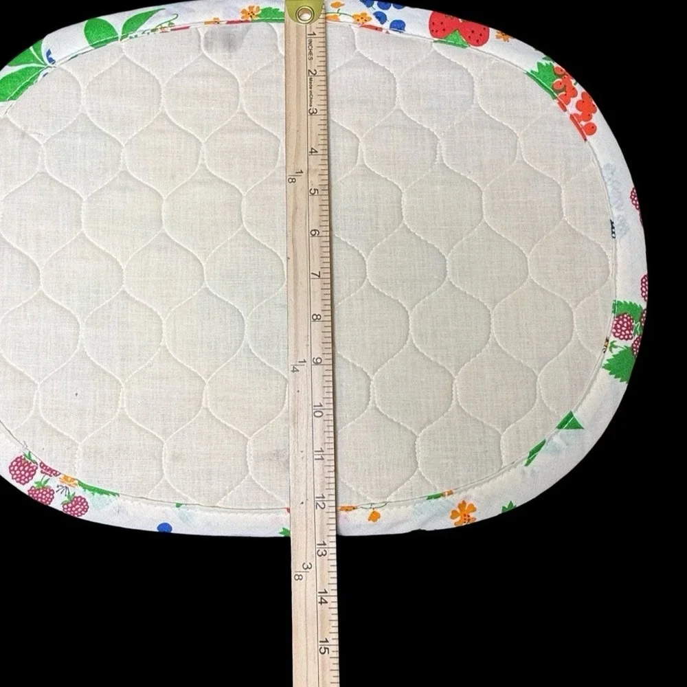 Vintage‎ Quilted Placemats Berries Cottagecore Country Granny Kitchen Set Of 4